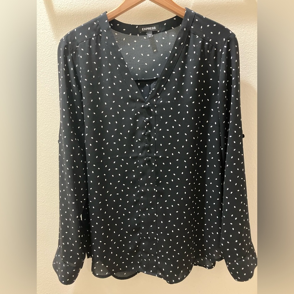 Express Black and White Dot Blouse